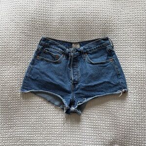 Levi’s 501 High Rise Denim Cut Off Shorts — Medium Wash